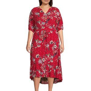 NWT $99 Nurture by Westbound Plus Size High-Low V-Neck Shift Midi Dress 2X